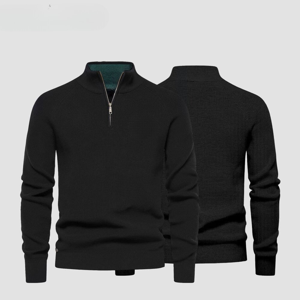 Zip Zopfstrick Woll-Pullover