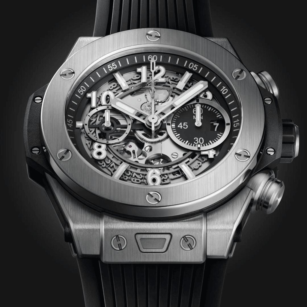 Unico Silber Schwarz 44mm Herrenchronograph