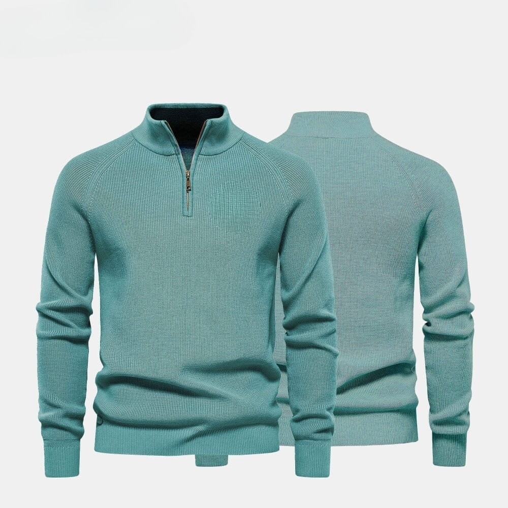 Zip Zopfstrick Woll-Pullover