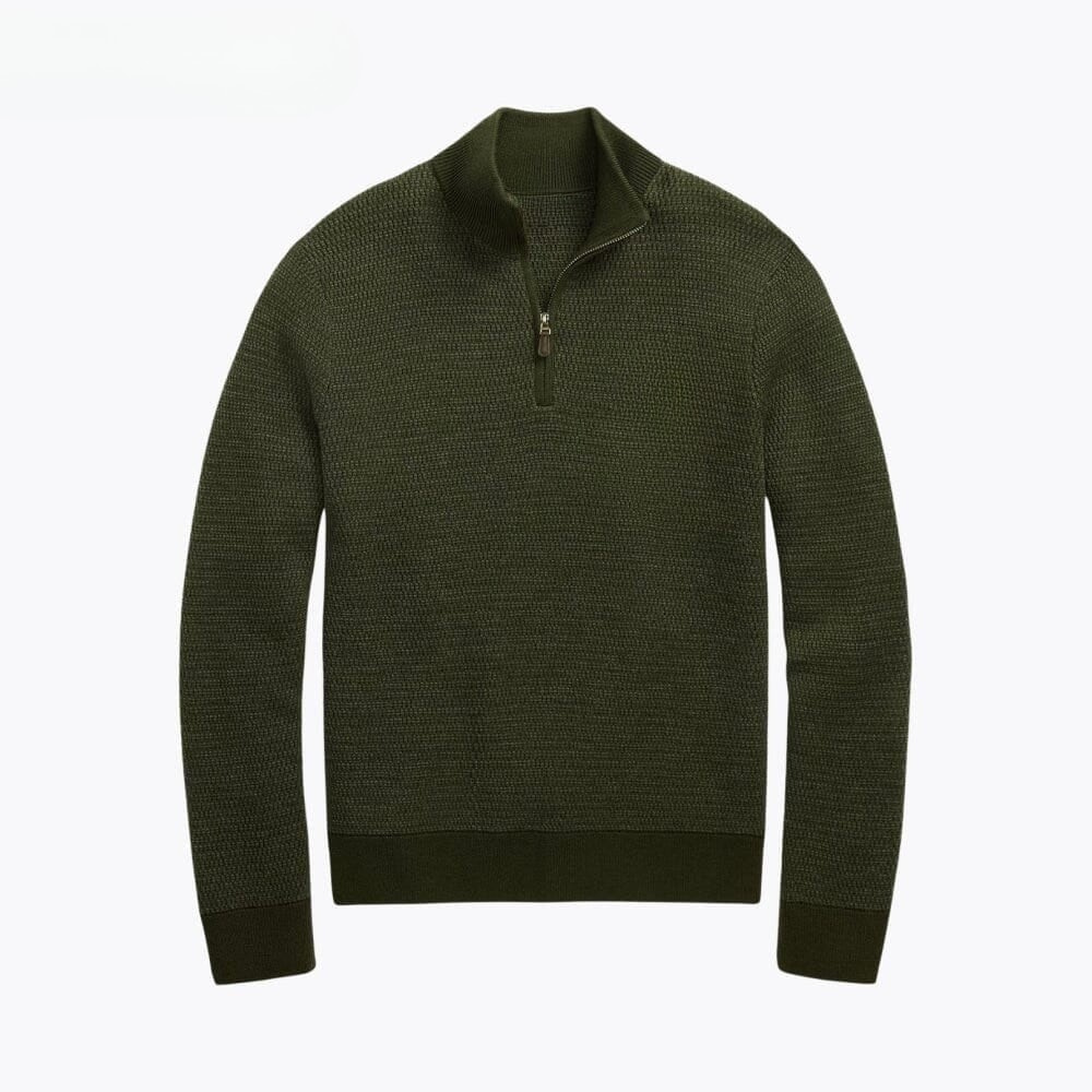 Waschbarer Woll-Pullover Mit Viertel-Reißverschluss
