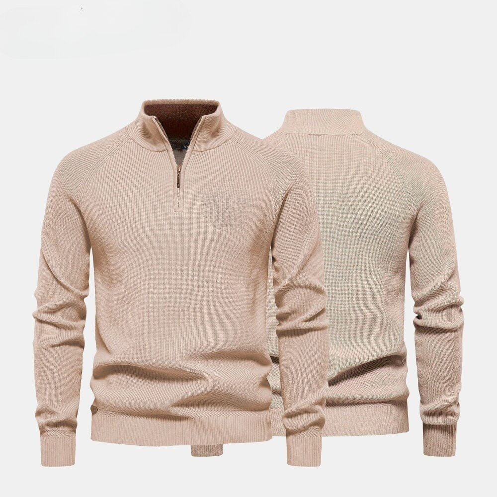 Zip Zopfstrick Woll-Pullover