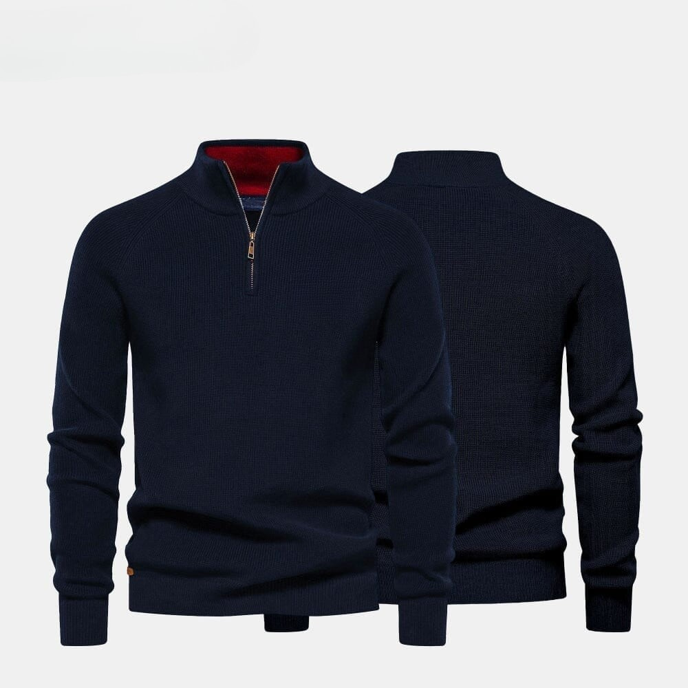 Zip Zopfstrick Woll-Pullover
