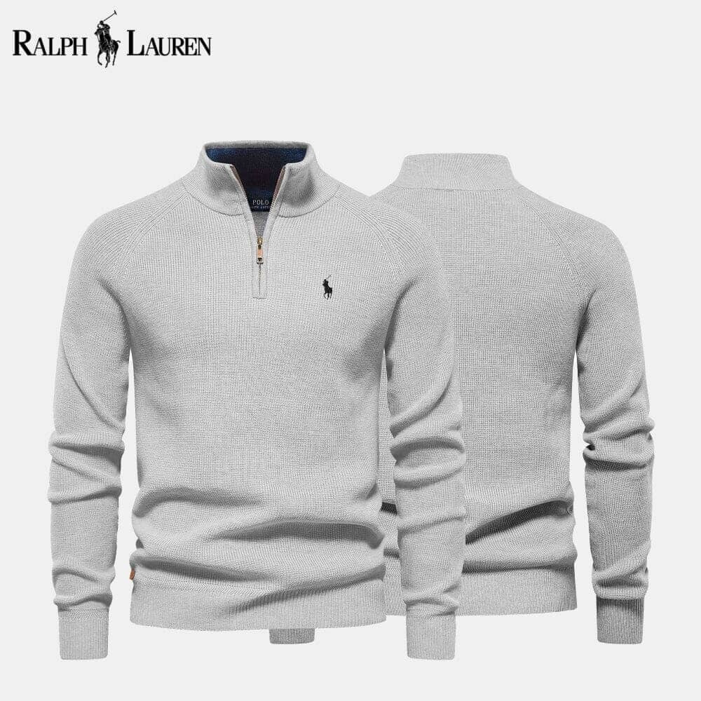 Zip Zopfstrick Woll-Pullover