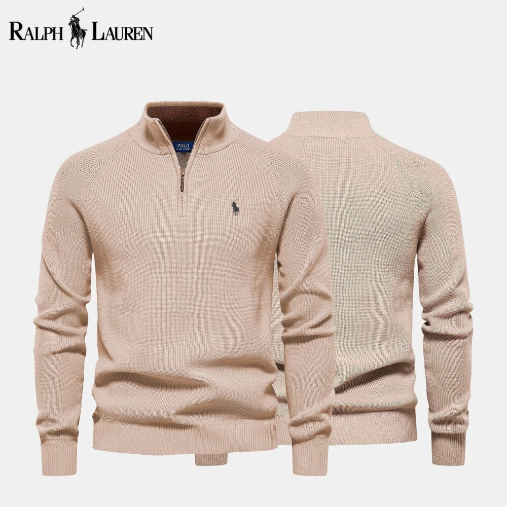 Zip Zopfstrick Woll-Pullover