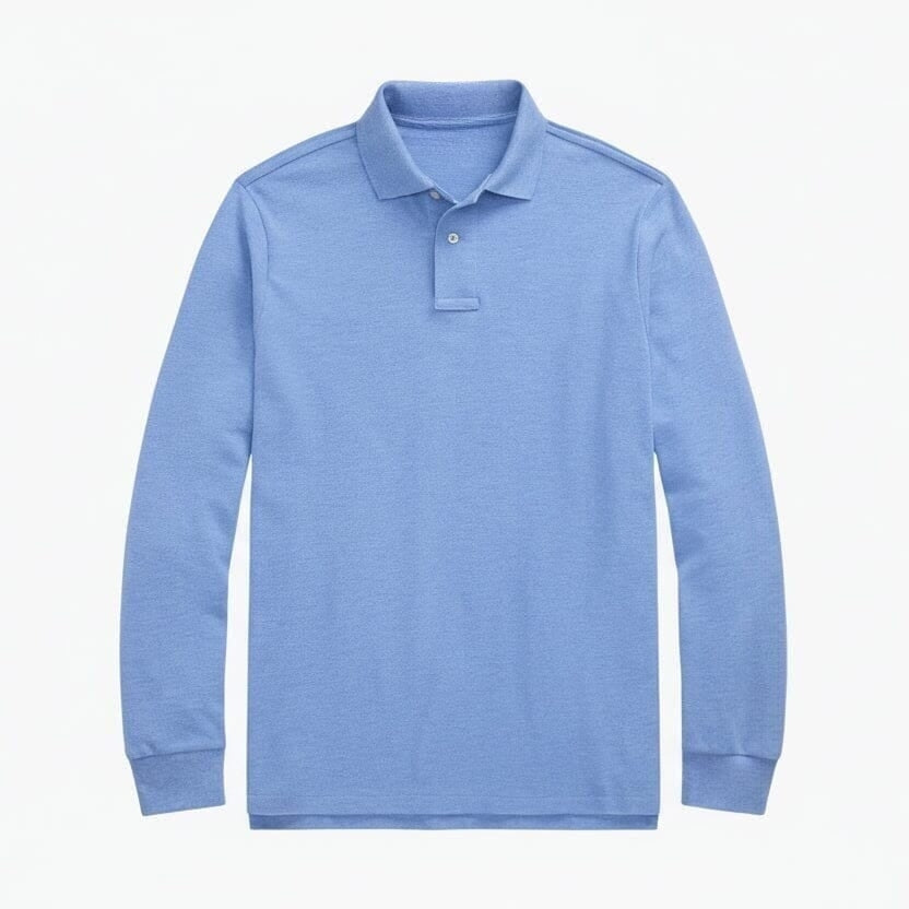 Langarm-Poloshirt Aus Mesh-Baumwolle