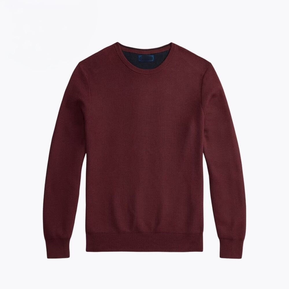 Mesh-Strick Baumwoll-Pullover Mit Rundhalsausschnitt