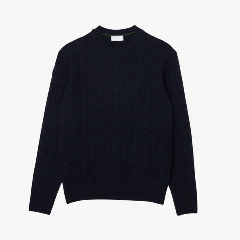 Zopfmuster Pullover Aus Gekämmter Wolle Mit Rundhalsausschnitt