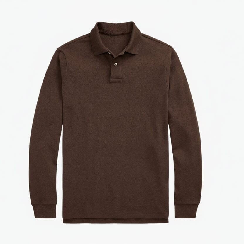 Langarm-Poloshirt Aus Mesh-Baumwolle