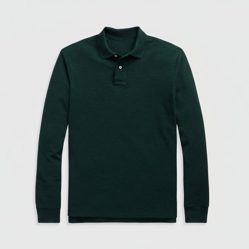 Langarm-Poloshirt Aus Mesh-Baumwolle