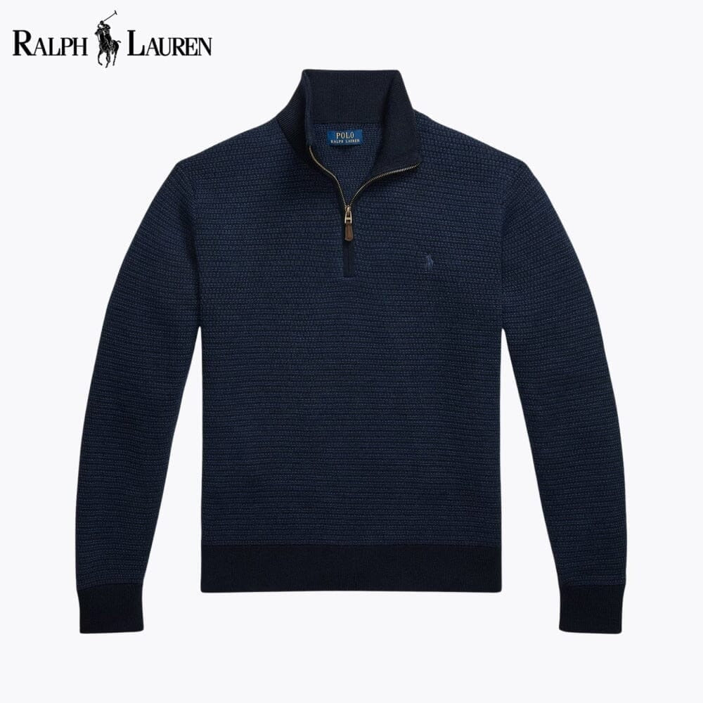 Waschbarer Woll-Pullover Mit Viertel-Reißverschluss