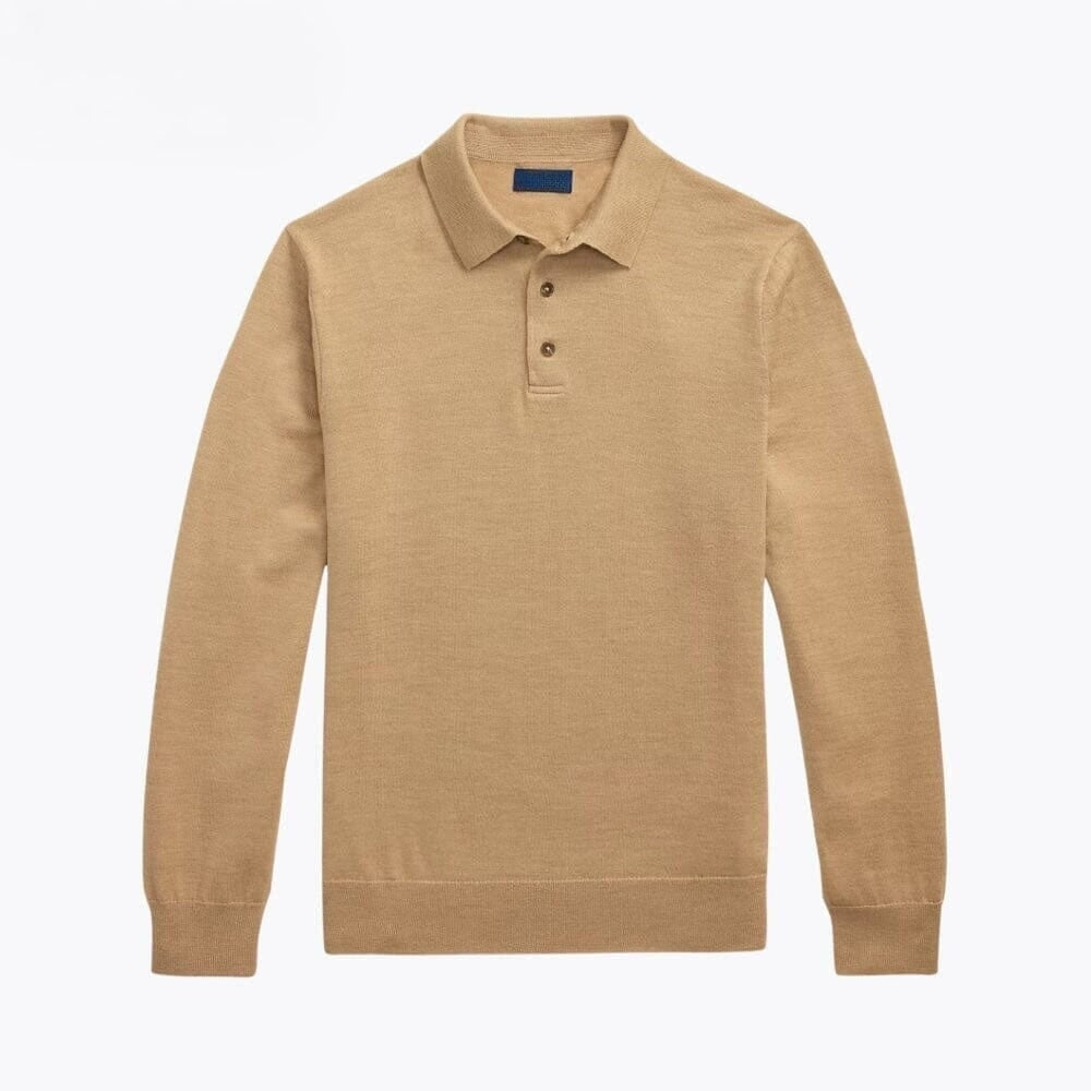 Woll-Pullover Mit Polo-Kragen
