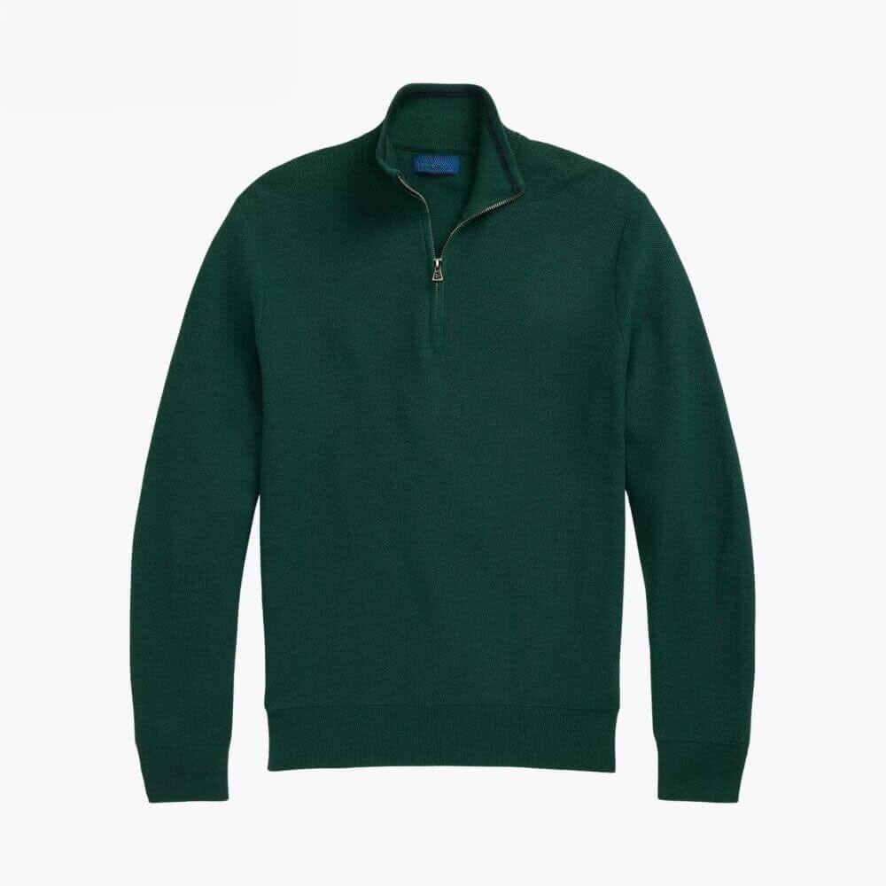 Mesh-Strick Baumwoll-Pullover Mit Viertel-Reißverschluss