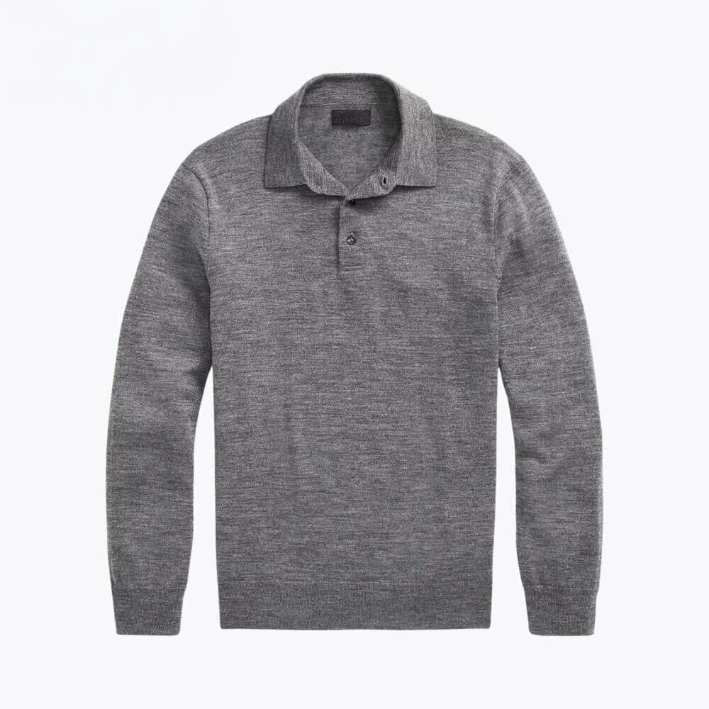Woll-Pullover Mit Polo-Kragen