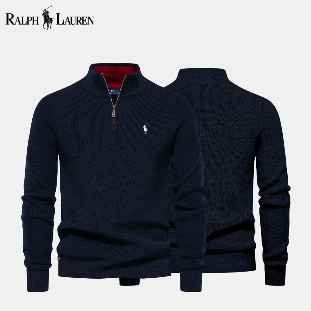 Zip Zopfstrick Woll-Pullover