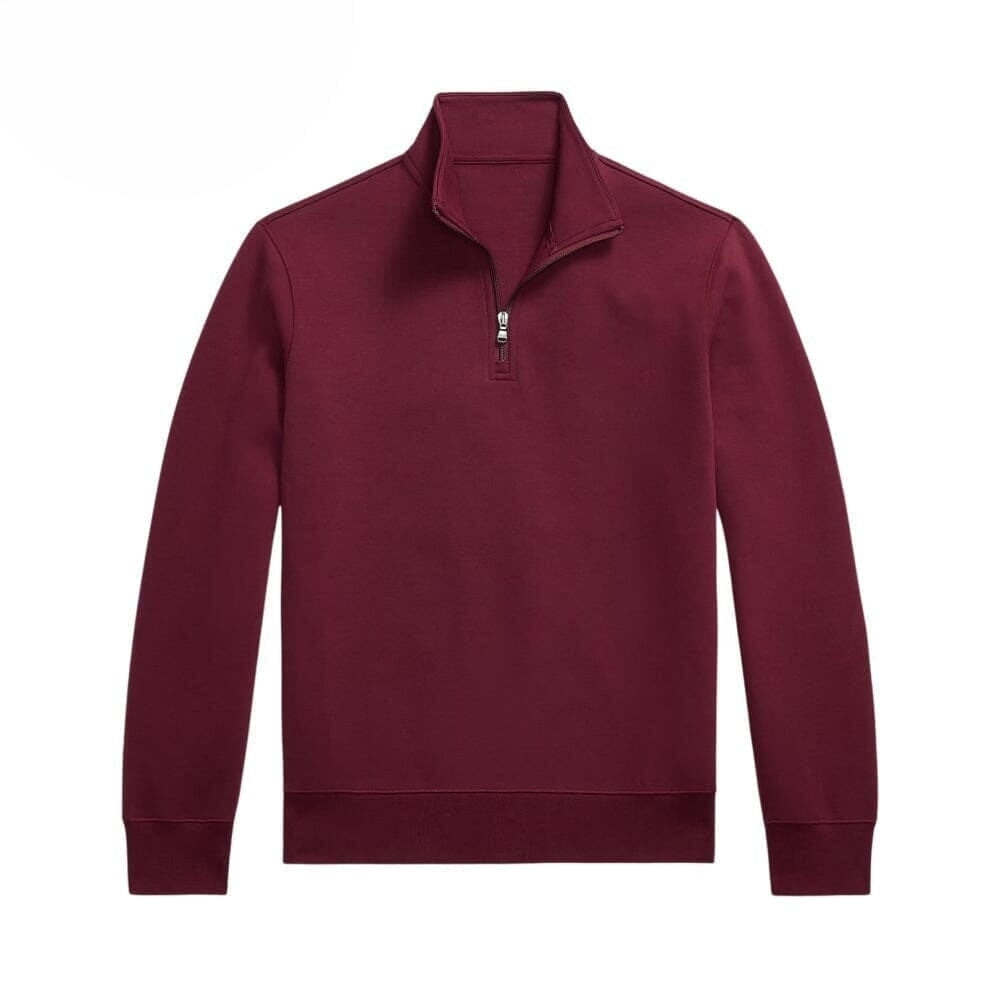 Doppelstrick Stehkragen Pullover Mit Viertelreißverschluss
