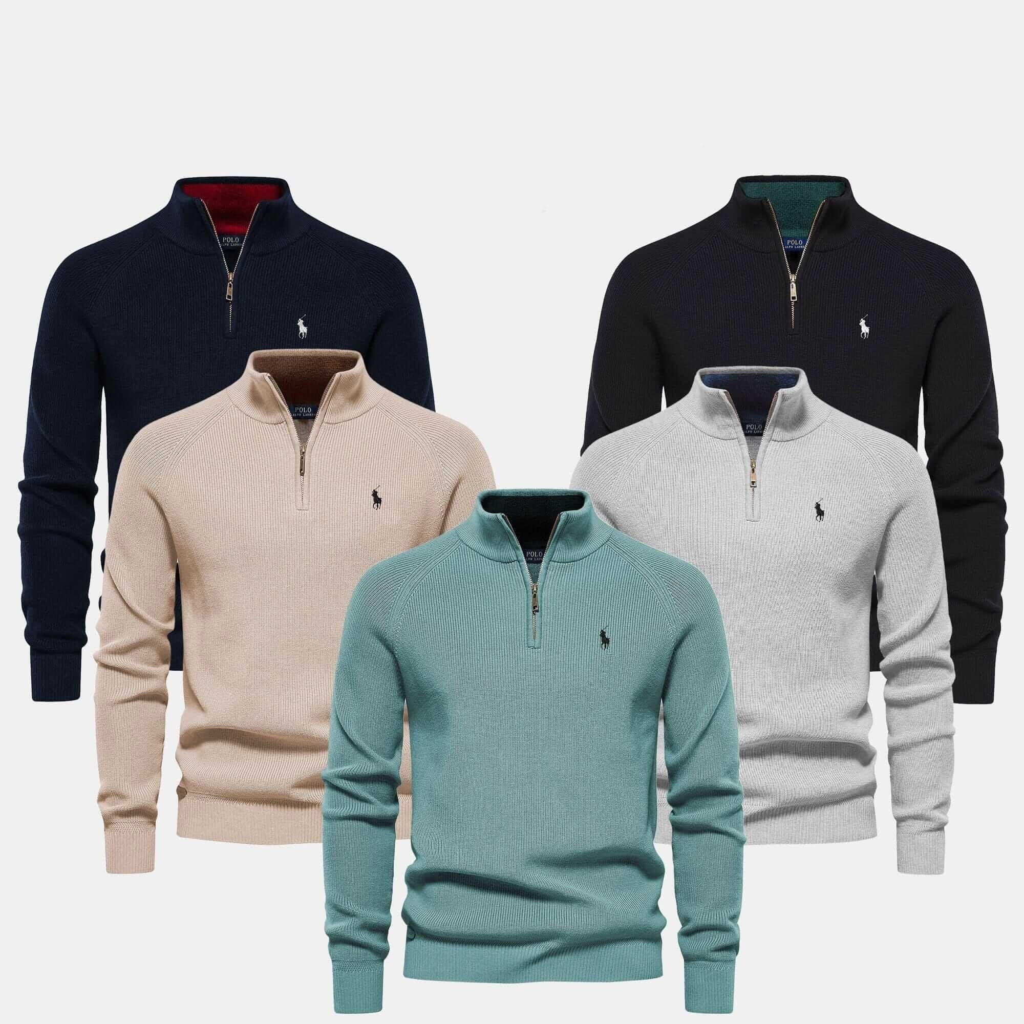 Gerippter Zip-Pullover Premium