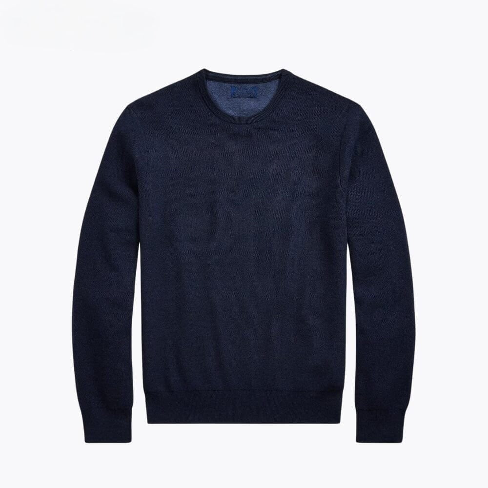 Mesh-Strick Baumwoll-Pullover Mit Rundhalsausschnitt